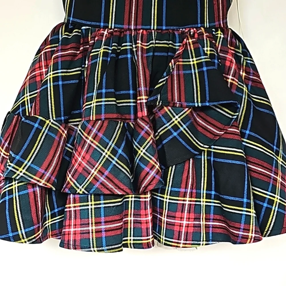 HARAJUKU MINI | NWT! Plaid Square Neck Mini Dress with Tiered Ruffle Skirt